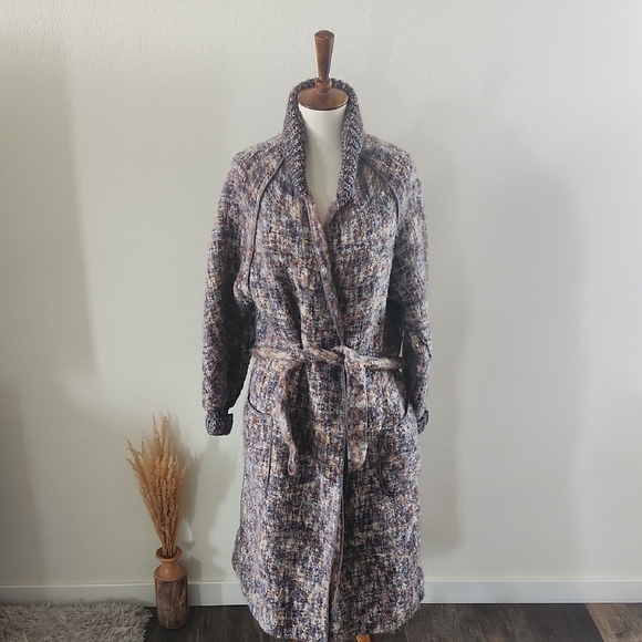 Frank Tignino For Alfred Sim Multicolor Wool Knit Belted Cardigan